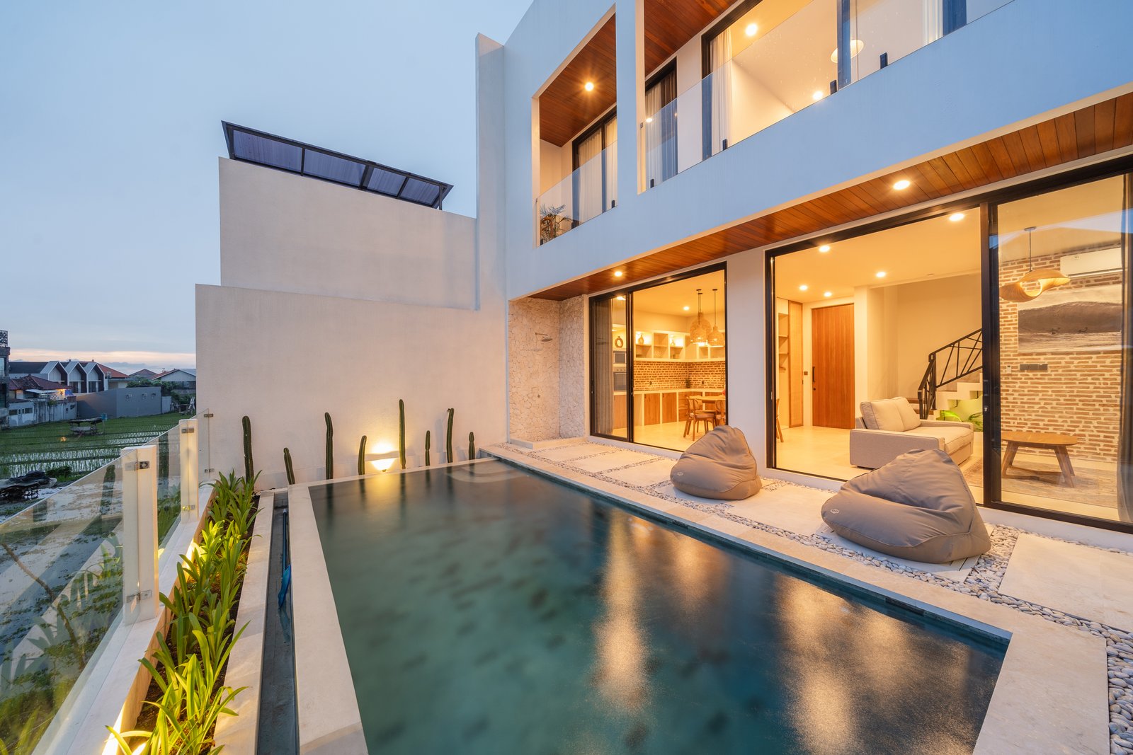 Brand New Luxury: 3-Bedroom Modern Leasehold Villa with Rice Field Views & Rooftop Cinema in Padonan, Canggu