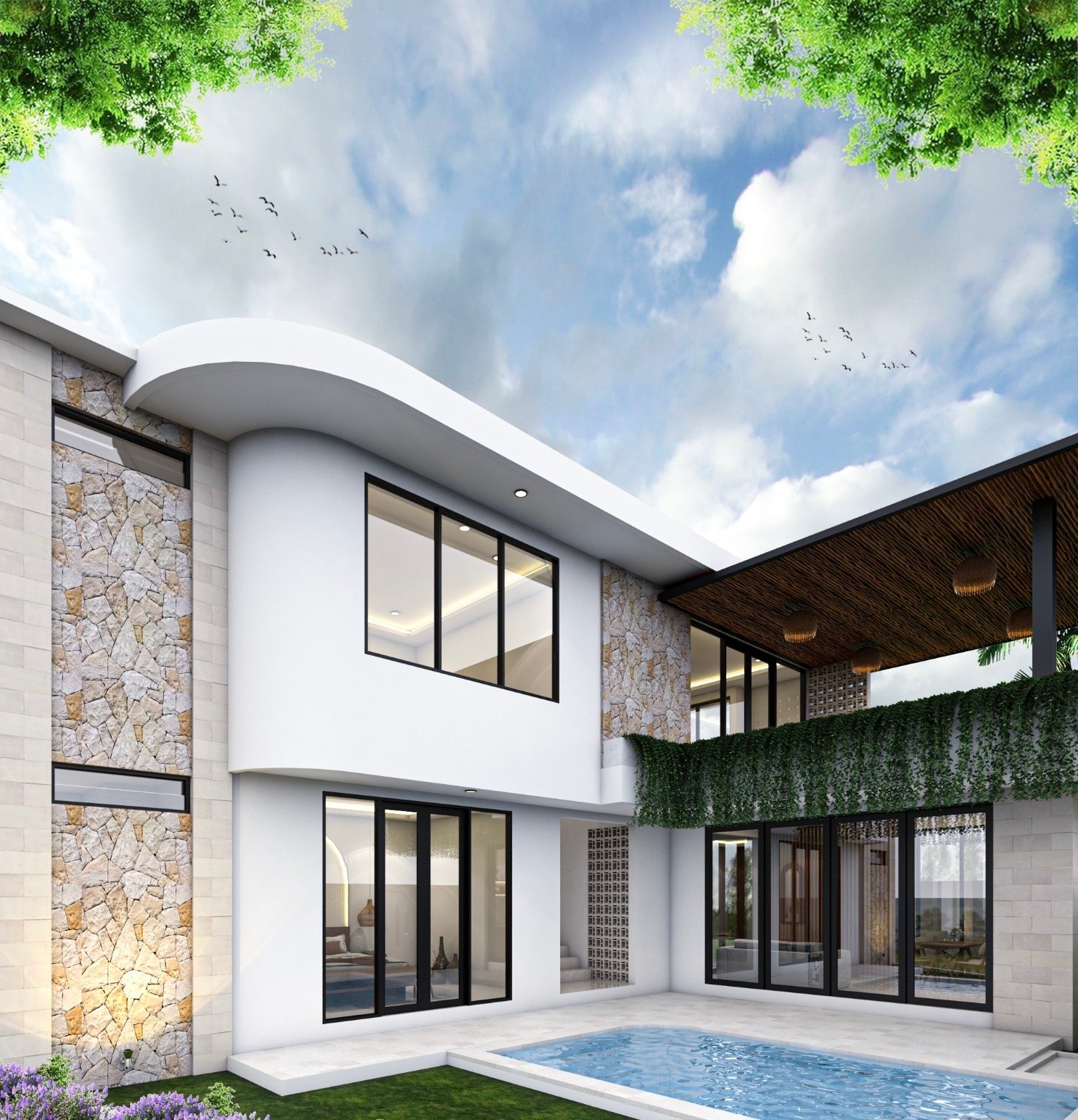 Modern Tropical 2-Bedroom Freehold Villa in Cemagi – Off-Plan